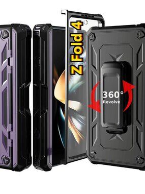 Samsung Galaxy Z Fold 4 Case with S Pen Holder, Belt Clip Holster, Kickstand